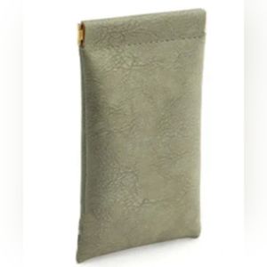 NEW green eyeglasses/sunglasses one handed open & close leather water repellent